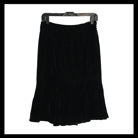 NWT Ann Taylor Black Velvet Godet Skirt Y2K Retro Flirty Swing A-Line Size 2 - Picture 1 of 12
